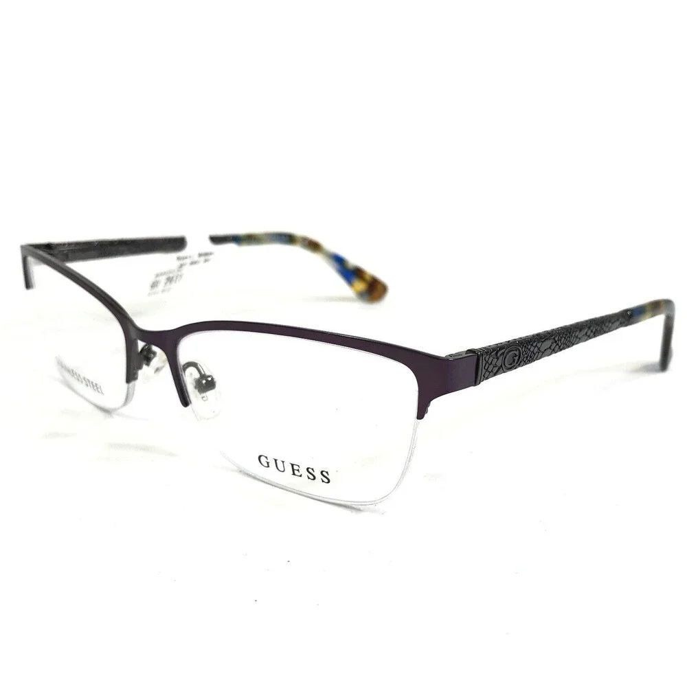 Guess Eyeglasses Frames GU2613 091 Purple Tortoise Cat Eye Half Rim 52-16-135